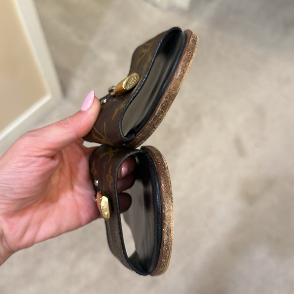 Louis Vuitton Brown Monogram Coated Canvas Lock It Flat Slides Size 38 - Picture 5 of 5